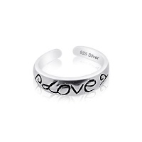 Sterling Silver Toe Ring (925) Love Script, One Size Fits All