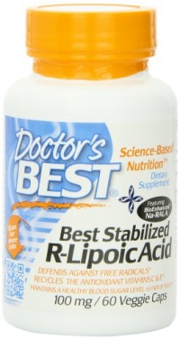 Doctor's Best Best Stabilized R-Lipoic Acid Featuring Bioenhanced Na-RALA (100 mg), Vegetable Capsules, 60-Count