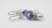 Damali Sterling Silver December Tanzanite Swarovski Crystal and Freshwater Pearl Earrings - 1 Inch Damali Sterling Silver December Tanzanite Swarovski Crystal and Freshwater Pearl Earrings - 1 Inch