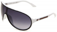 Gucci Women's 3514/S Shield Sunglasses,Black & White Frame/Grey Gradient Lens,One Size Gucci Women's 3514/S Shield Sunglasses,Black & White Frame/Grey Gradient Lens,One Size