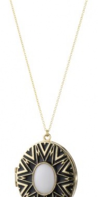 House of Harlow 1960 Black and White Enameled Tribal Locket Necklace House of Harlow 1960 Black and White Enameled Tribal Locket Necklace