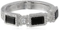 Judith Ripka Estate Narrow 3 Baguette Black Band, Size 7 Judith Ripka Estate Narrow 3 Baguette Black Band, Size 7