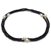 14k Yellow Gold 8-9mm Freshwater Pearl, 3-4mm Black Onyx with 12pcs 3mm Yellow Gold Beads; Endless Necklace 30 Length. 14k Yellow Gold 8-9mm Freshwater Pearl, 3-4mm Black Onyx with 12pcs 3mm Yellow Gold Beads; Endless Necklace 30 Length.