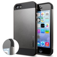 SPIGEN SGP SGP10089 Slim Armor Case for iPhone 5/5S - 1 Pack - Retail Packaging - Gunmetal