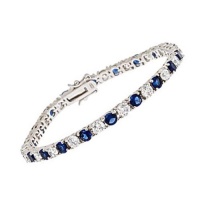 Renee's Sterling Silver Tennis Bracelet Simulated Cubic Zirconia & Blue Sapphire in Prong Setting - Incl. ClassicDiamondHouse Free Gift Box & Cleaning Cloth Renee's Sterling Silver Tennis Bracelet Simulated Cubic Zirconia & Blue Sapphire in Prong Setting - Incl. ClassicDiamondHouse Free Gift Box & Cleaning Cloth