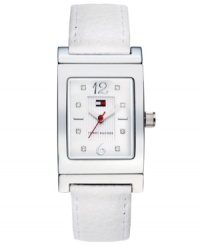 Go for bold black or refined white with this reversible leather watch from Tommy Hilfiger. Go for bold black or refined white with this reversible leather watch from Tommy Hilfiger.