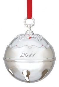 Reed & Barton 36th Annual Edition 3-3/4-Inch Silver-Plated Holly Bell Ornament Reed & Barton 36th Annual Edition 3-3/4-Inch Silver-Plated Holly Bell Ornament