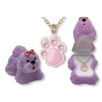 Pink Paw Print Crystal Necklace in Purple Puppy Dog Gift Box Pink Paw Print Crystal Necklace in Purple Puppy Dog Gift Box