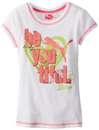 PUMA Girls 7-16 Short Sleeve PUMA Be You Tee, White, Large PUMA Girls 7-16 Short Sleeve PUMA Be You Tee, White, Large