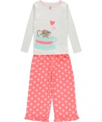 Carter's Baby Girls 2-pc L/S Embriodery Set - Tea Cupcake Monkey