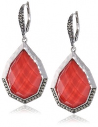 Judith Jack Caliente Sterling Silver Marcasite and Coral Drop Earrings Judith Jack Caliente Sterling Silver Marcasite and Coral Drop Earrings