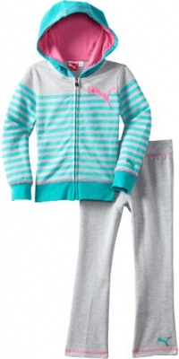 Puma - Kids Girls 2-6X Little Striped Hoodie Set, Spectra Green, 6 Puma - Kids Girls 2-6X Little Striped Hoodie Set, Spectra Green, 6