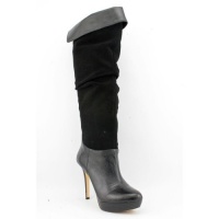 INC Women's Zenya Leather Platform Over the Knee Boots in Black INC Women's Zenya Leather Platform Over the Knee Boots in Black