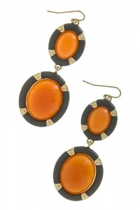 TIFFANY & ZARA DOUBLE OVAL JEWEL EARRINGS (Gray/Orange)