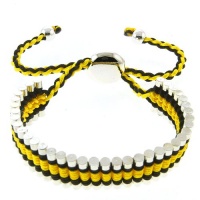 Yellow Black and Silver Color String 5-10 Inche Adjustable Friendship Bracelet Yellow Black and Silver Color String 5-10 Inche Adjustable Friendship Bracelet