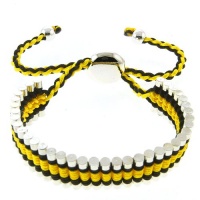 Yellow Black and Silver Color String 5-10 Inche Adjustable Friendship Bracelet