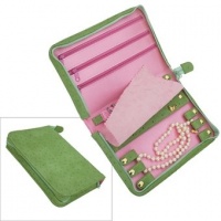 Reed & Barton Naples Zippered Jewelry Case, Grass Green/Pink Reed & Barton Naples Zippered Jewelry Case, Grass Green/Pink