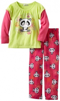 Komar Kids Girls 7-16 Panda Flower Pajama Set, Fuchsia, 4/5