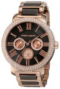 Vince Camuto Women's VC/5001RGTT Swarovski Crystal Accented Brown and Rosegold-Tone Multi-Function Bracelet Watch