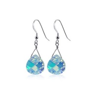 SCER192 Sterling Silver Clear AB Crystal Fish Hook Earrings Made with Swarovski Elements SCER192 Sterling Silver Clear AB Crystal Fish Hook Earrings Made with Swarovski Elements