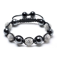 Bling Jewelry Shamballa Inspired Bracelet Magnetic Hematite Balls White Crystal Bling Jewelry Shamballa Inspired Bracelet Magnetic Hematite Balls White Crystal