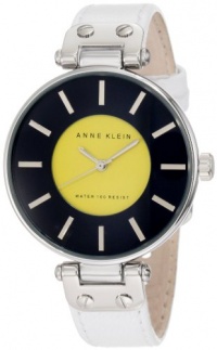 Anne Klein Women's 10/9987NVWT Leather Silver-Tone Blue and Yellow Dial White Leather Strap Watch Anne Klein Women's 10/9987NVWT Leather Silver-Tone Blue and Yellow Dial White Leather Strap Watch