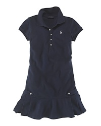 Preppy, feminine polo dress in breathable stretch cotton mesh for cool comfort and style. Preppy, feminine polo dress in breathable stretch cotton mesh for cool comfort and style.