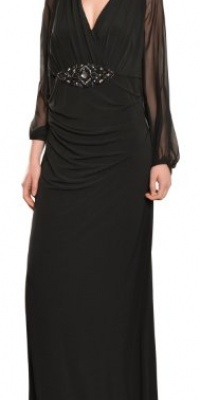 DAVID MEISTER Timeless Black Illusion Sleeve Evening Gown Dress WOMENS 20W DAVID MEISTER Timeless Black Illusion Sleeve Evening Gown Dress WOMENS 20W