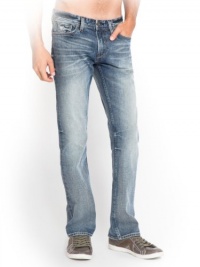 GUESS Men's Desmond Relaxed Straight Jeans in Adversary Wash, 32 Inseam