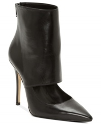 The sexy semi-open vamp on Truth or Dare by Modonna's Charleen ankle booties adds intrigue to the pointed pump silhouette. The sexy semi-open vamp on Truth or Dare by Modonna's Charleen ankle booties adds intrigue to the pointed pump silhouette.
