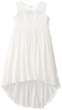 Blush by Us Angels Girls 7-16 High-Low Dress with Illusion Neckline, Eggshell, 8 Blush by Us Angels Girls 7-16 High-Low Dress with Illusion Neckline, Eggshell, 8
