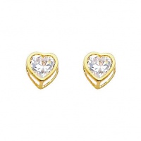 14k Gold Plated Heart Bezel CZ Children Stud Earrings with Screw-back 14k Gold Plated Heart Bezel CZ Children Stud Earrings with Screw-back