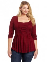 Lucky Brand Women's Plus-Size Tribal Patched Rouched Top Lucky Brand Women's Plus-Size Tribal Patched Rouched Top