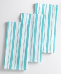 There's more than one way to earn your stripes in the kitchen. With a piqué look on one side and highly absorbent terry on the reverse, these absorbent towels are as indispensable as your kitchen sink. Use them for wiping up spills, lining breadbaskets or even securing a bowl as you whisk! There's more than one way to earn your stripes in the kitchen. With a piqué look on one side and highly absorbent terry on the reverse, these absorbent towels are as indispensable as your kitchen sink. Use them for wiping up spills, lining breadbaskets or even securing a bowl as you whisk!