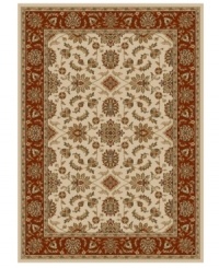 Rendered with intricate floral designs in a sumptuous ivory, brick and neutral color palette, this area rug set from Kenneth Mink offers a cohesive look for your entire home. Woven of plush olefin for lasting softness and durability. Includes five rugs.