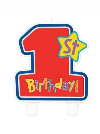 Hugs and Stitches Boy's 1st Birthday Candle Hugs and Stitches Boy's 1st Birthday Candle