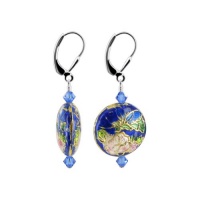 SCER412 Sterling Silver Blue Crystal Cloisonne Bead Earrings Made with Swarovski Elements SCER412 Sterling Silver Blue Crystal Cloisonne Bead Earrings Made with Swarovski Elements