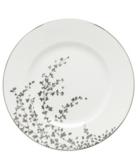 An instant classic from kate spade new york, this Gardner Street Platinum dinner plate exudes contemporary elegance. Stems of platinum foliage flourish on fine white bone china, creating a stylized two-tone floral motif to freshen up your formal table. An instant classic from kate spade new york, this Gardner Street Platinum dinner plate exudes contemporary elegance. Stems of platinum foliage flourish on fine white bone china, creating a stylized two-tone floral motif to freshen up your formal table.