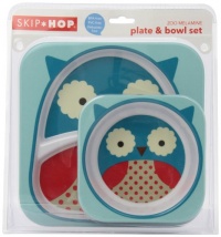 Skip Hop Zoo Melamine Plate and Bowl Set, Owl Skip Hop Zoo Melamine Plate and Bowl Set, Owl