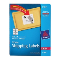 Avery Shipping Labels for Laser Printers with TrueBlock Technology, 3.333 x 4 Inches, White, Box of 600 (5164) Avery Shipping Labels for Laser Printers with TrueBlock Technology, 3.333 x 4 Inches, White, Box of 600 (5164)