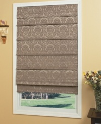 The luxurious look of Damask makes its way to your window in a soft, shimmering two-toned Roman shade. Cordless and available in multiple colors, the Damask Floral Roman shade creates an instant, effortless update for any room in the home. The luxurious look of Damask makes its way to your window in a soft, shimmering two-toned Roman shade. Cordless and available in multiple colors, the Damask Floral Roman shade creates an instant, effortless update for any room in the home.