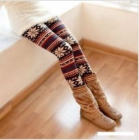 Multi-Colored Women's Soft Knitted Stripe Snowflakes Leggings Tights Gift W011 Multi-Colored Women's Soft Knitted Stripe Snowflakes Leggings Tights Gift W011
