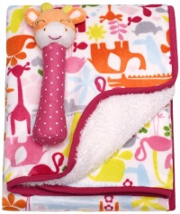 Carter's Baby 100% Polyester Blanket with Giraffe Rattle Set - Girl Safari Carter's Baby 100% Polyester Blanket with Giraffe Rattle Set - Girl Safari