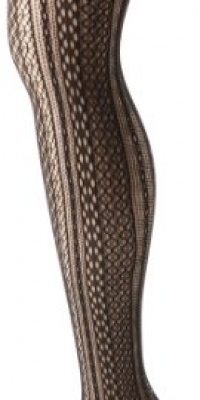 Hue Womens Vertical Stripe Multi Net Tight, Black, Medium/Large Hue Womens Vertical Stripe Multi Net Tight, Black, Medium/Large