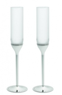 Vera Wang Wedgwood Grosgrain Silver Plate Toasting Flute Pair Vera Wang Wedgwood Grosgrain Silver Plate Toasting Flute Pair
