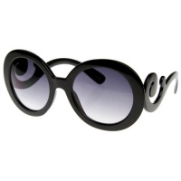 Designer Oversized High Fashion Sunglasses w/ Baroque Swirl Arms Designer Oversized High Fashion Sunglasses w/ Baroque Swirl Arms