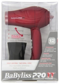 Babylisspro TT Tourmaline Titanium Travel Dryer, Red Babylisspro TT Tourmaline Titanium Travel Dryer, Red