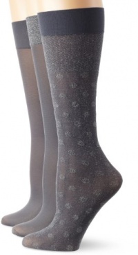 Ellen Tracy Women's 3 Pair Dot Lurex Tipped And Solid Trouser Sock Pack Ellen Tracy Women's 3 Pair Dot Lurex Tipped And Solid Trouser Sock Pack