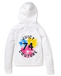 Henley meets hoodie with this ultra-soft active top from Juicy Couture. Enriched with gold metal buttons and a colorful logo design on back. Henley meets hoodie with this ultra-soft active top from Juicy Couture. Enriched with gold metal buttons and a colorful logo design on back.