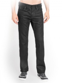 GUESS Men's Desmond Relaxed Straight Jeans in Black Solar Wash, 30 Inseam